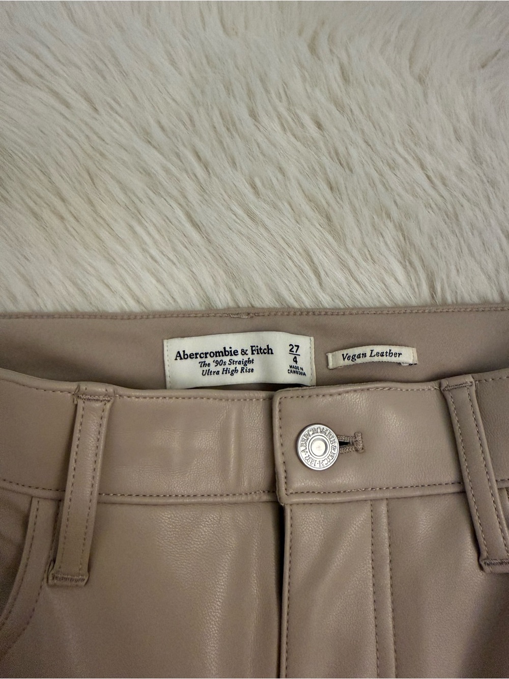 Abercrombie & Fitch Vegan Leather Jeans - Taupe